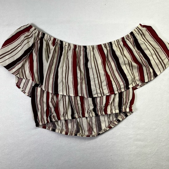 Torrid Ruffles Blouse Crop top Striped Womens 1 Plus size NWT curvy Summer 1573 - Picture 6 of 7